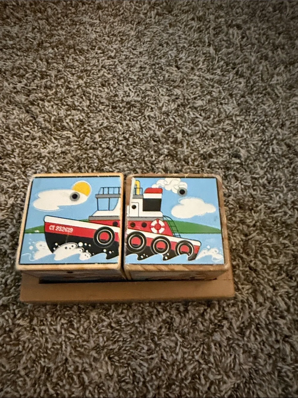 Melissa & Doug Wooden Transport Puzzle Blocks - Blue, Red, White
